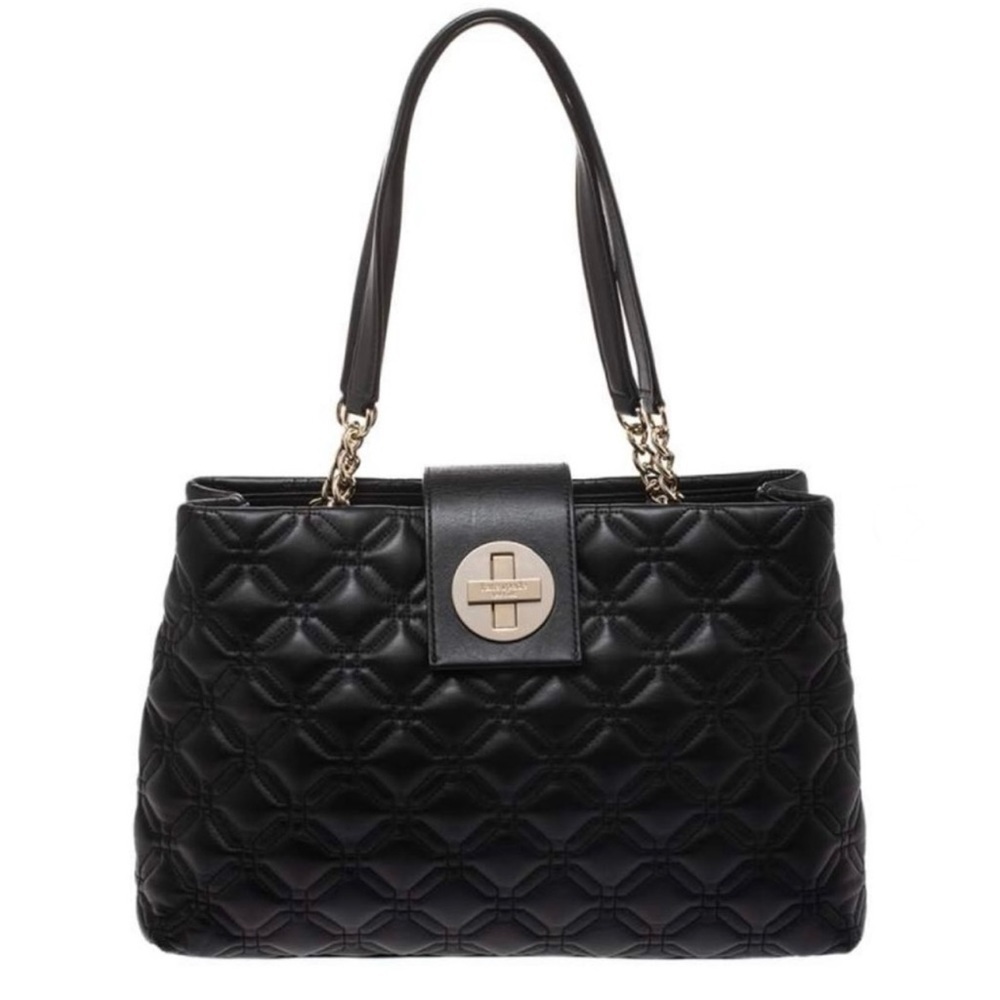Kate Spade Astor Court Elena Quilted Leather Shoulder Bag Tote Chain Zip Lock